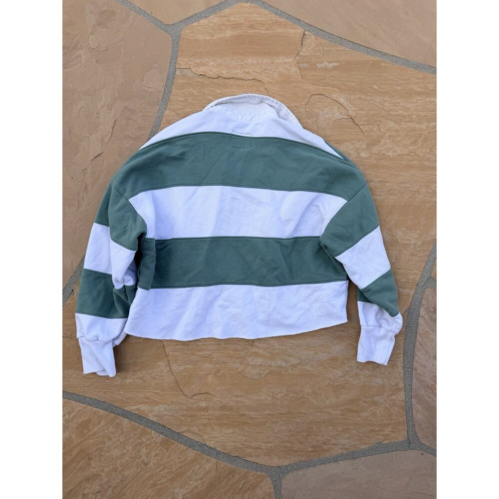 Abercrombie & Fitch Rugby Polo Shirt Womens Medium Boxy Striped Cropped Y2K - Picture 3 of 3
